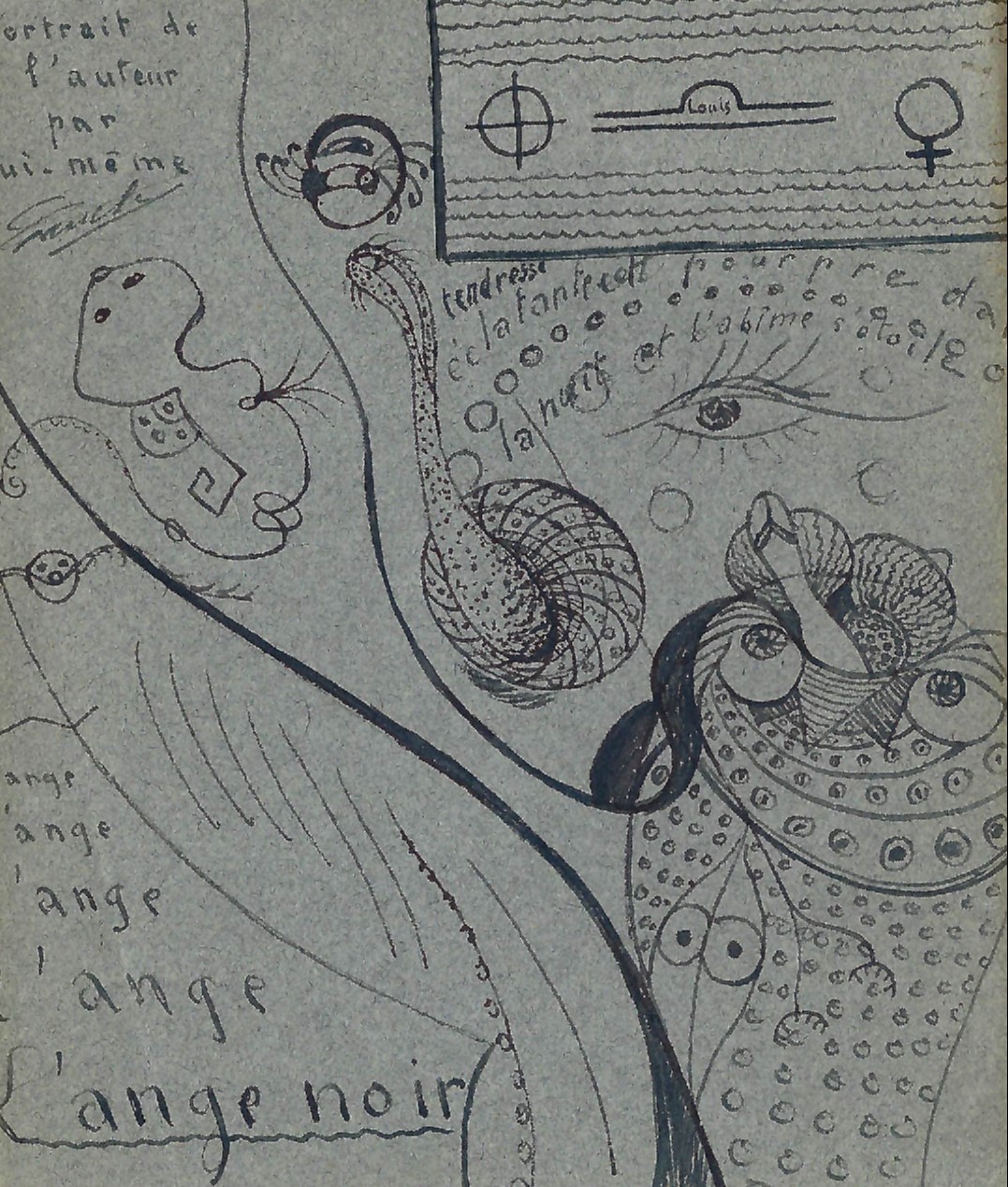 Dessin illustrant l'Ange Noir par Louis Franchon 1934